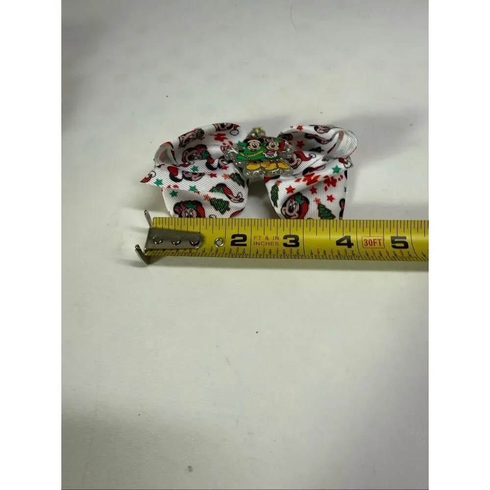 Rare Disney Minnie & Mickie Mouse Christmas Hair Bow Barrette Claire’s